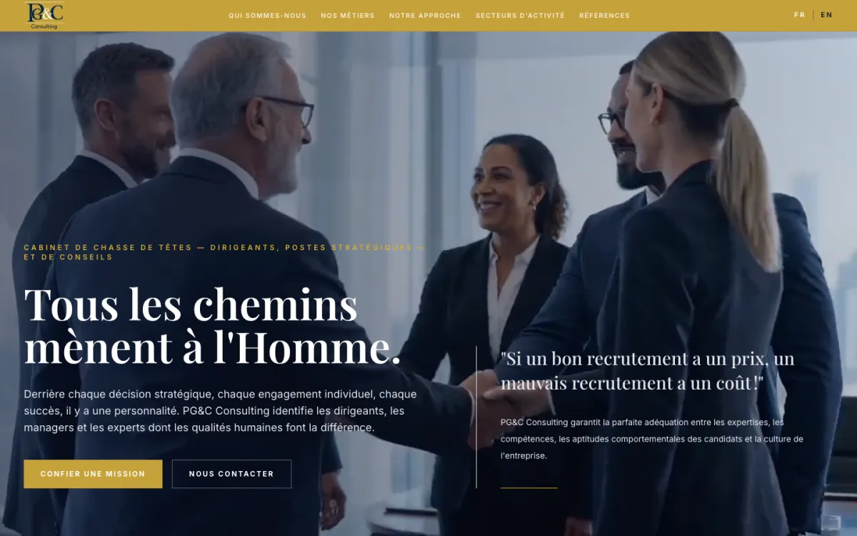 Le site de PG&C Consulting, Cabinet de conseil