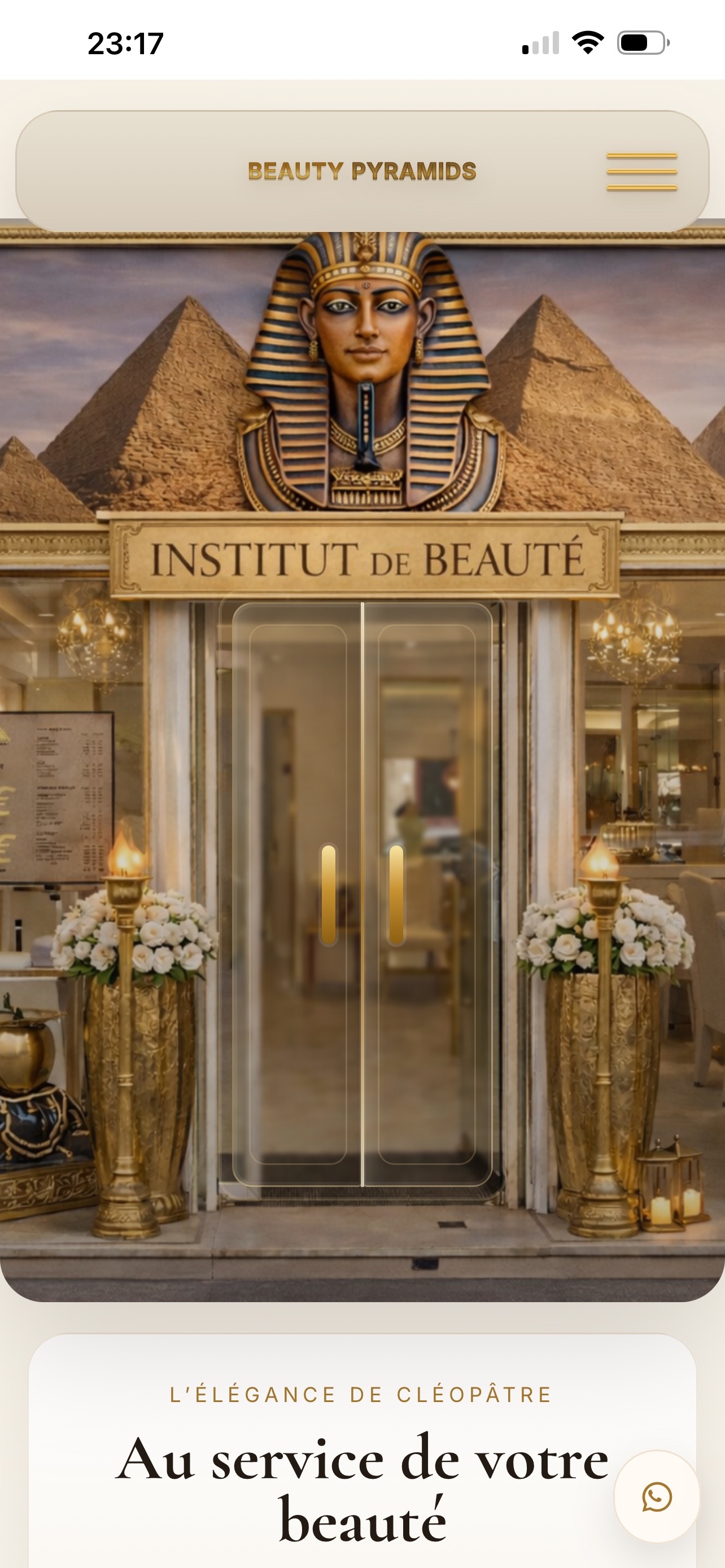 Capture mobile du site Beauty Pyramids