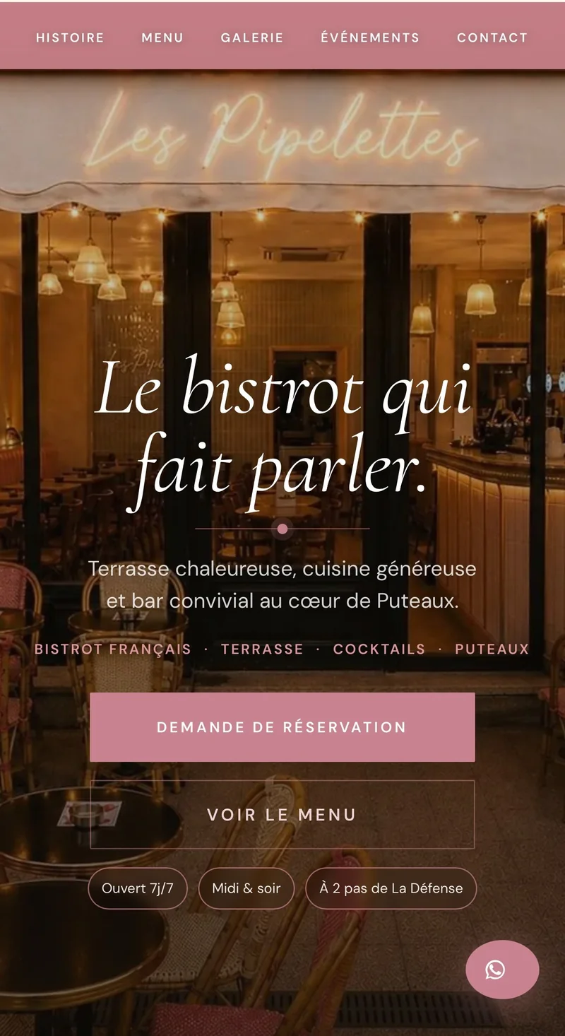 Site Les Pipelettes sur mobile