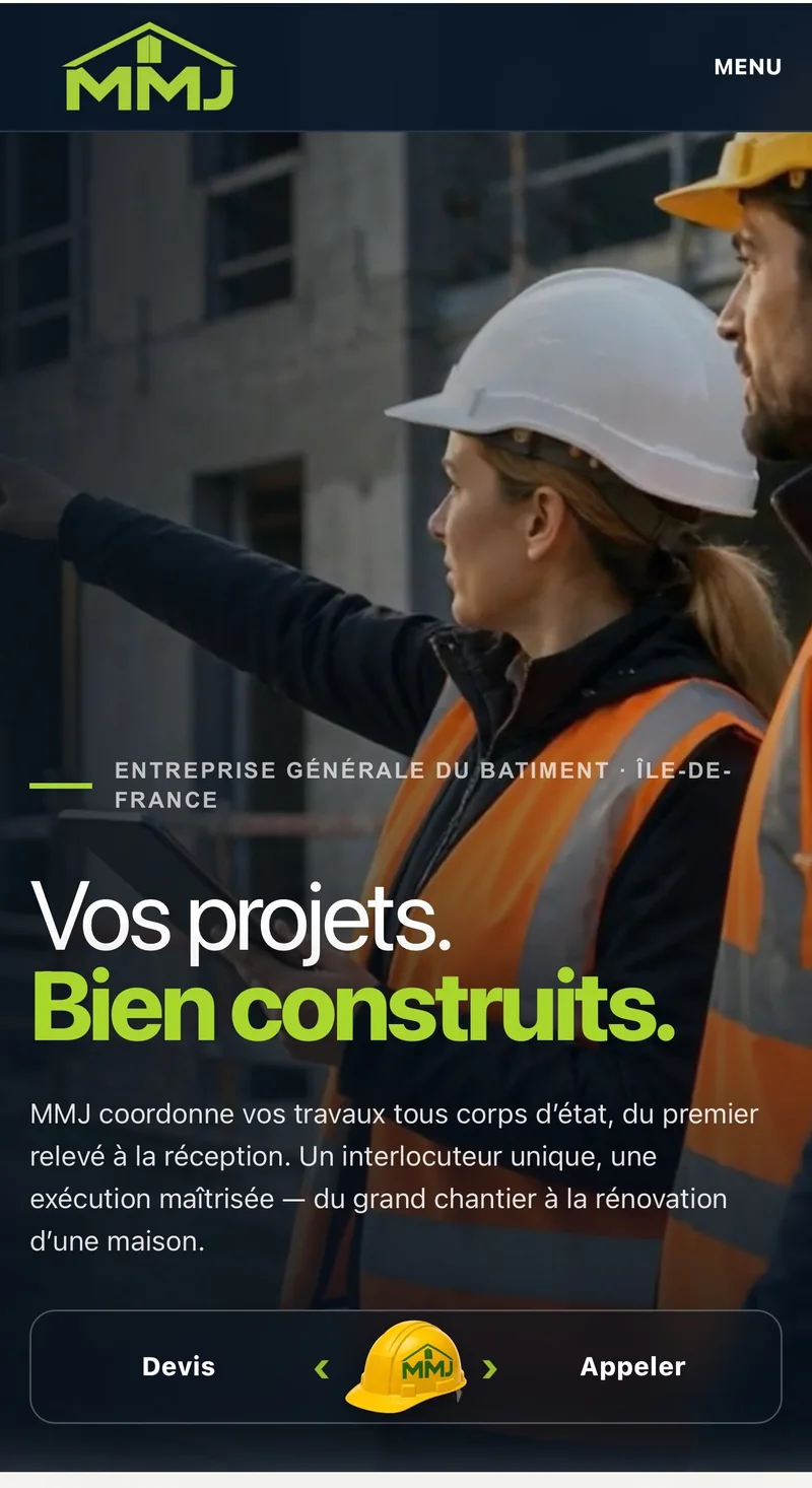 Site MMJ Batiment sur mobile